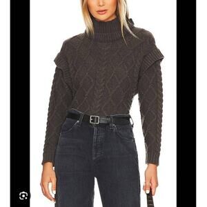 Central Park West Tiegen Cables Sweater Size Small Color: Charcoal